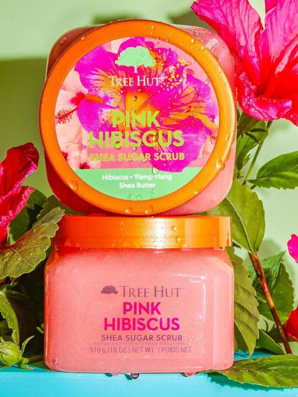 Tree Hut Pink Hibiscus Body Scrub, Exfoliating Sugar Scrub, Vegan, 18 Oz